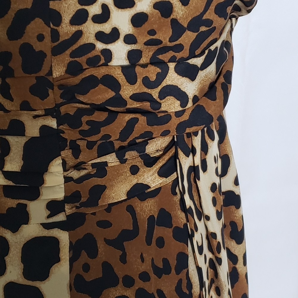 Nanette Lepore One Shoulder Leopard Print Ruched Lined Mini Dress Size 6 - Picture 10 of 15